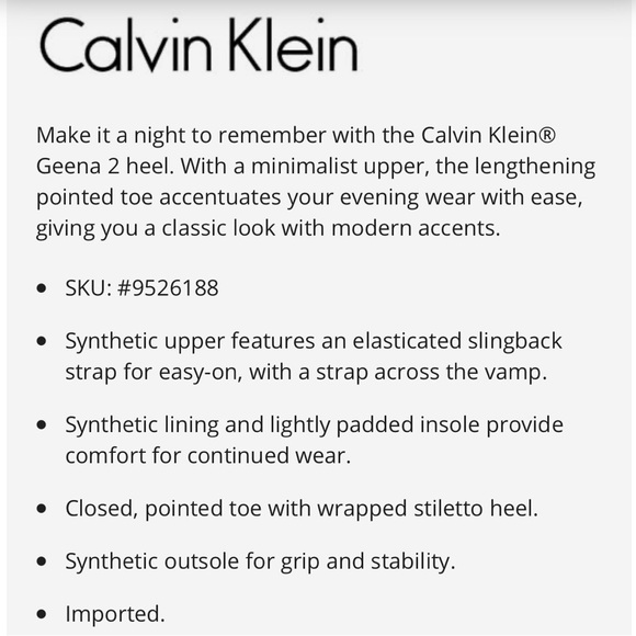 NIB Calvin Klein Geena2 Asymmetrical Strap Slip On Black Patent Pump Heels 8M - Picture 11 of 12